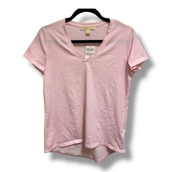 MICHAEL Kors Pink V Neck Tee Shirt 100% Cotton NEW Size Small - Picture 1 of 6